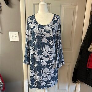 Westport Blue and White Floral Midi Dress